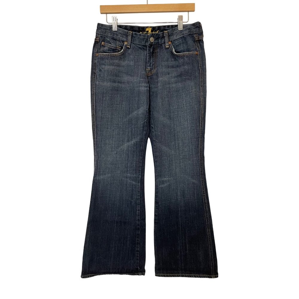 7 For All Mankind Womens 30 A Pocket Bootcut Flare Denim Jeans Low Rise USA Made - Picture 1 of 16